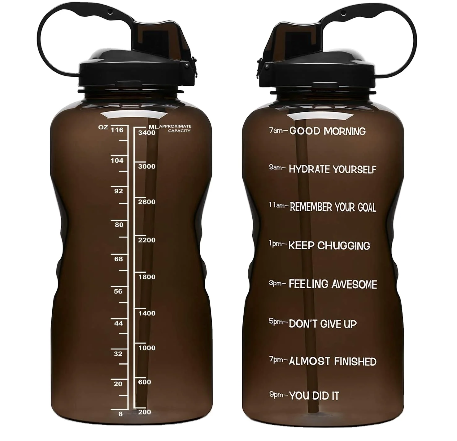 

Water Jug 128oz BPA Free Plastic Gallon Water Bottle With Time Marker Straw for Fitness Gym Sports, Customized color