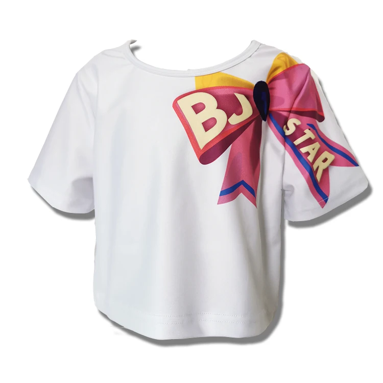 

loose fit graphic Wholesale Cute Crop Tops Baby Girl T Shirt Print Bow Blank Short Sleeve Casual Childrens T-shirt