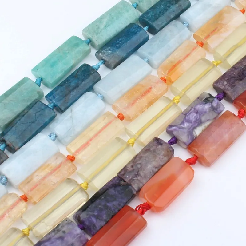 

14x28mm Natural Rectangular Shape Stone Beads Multicolor Loose Spacer Beads for Diy Bracelet Jewelry Making