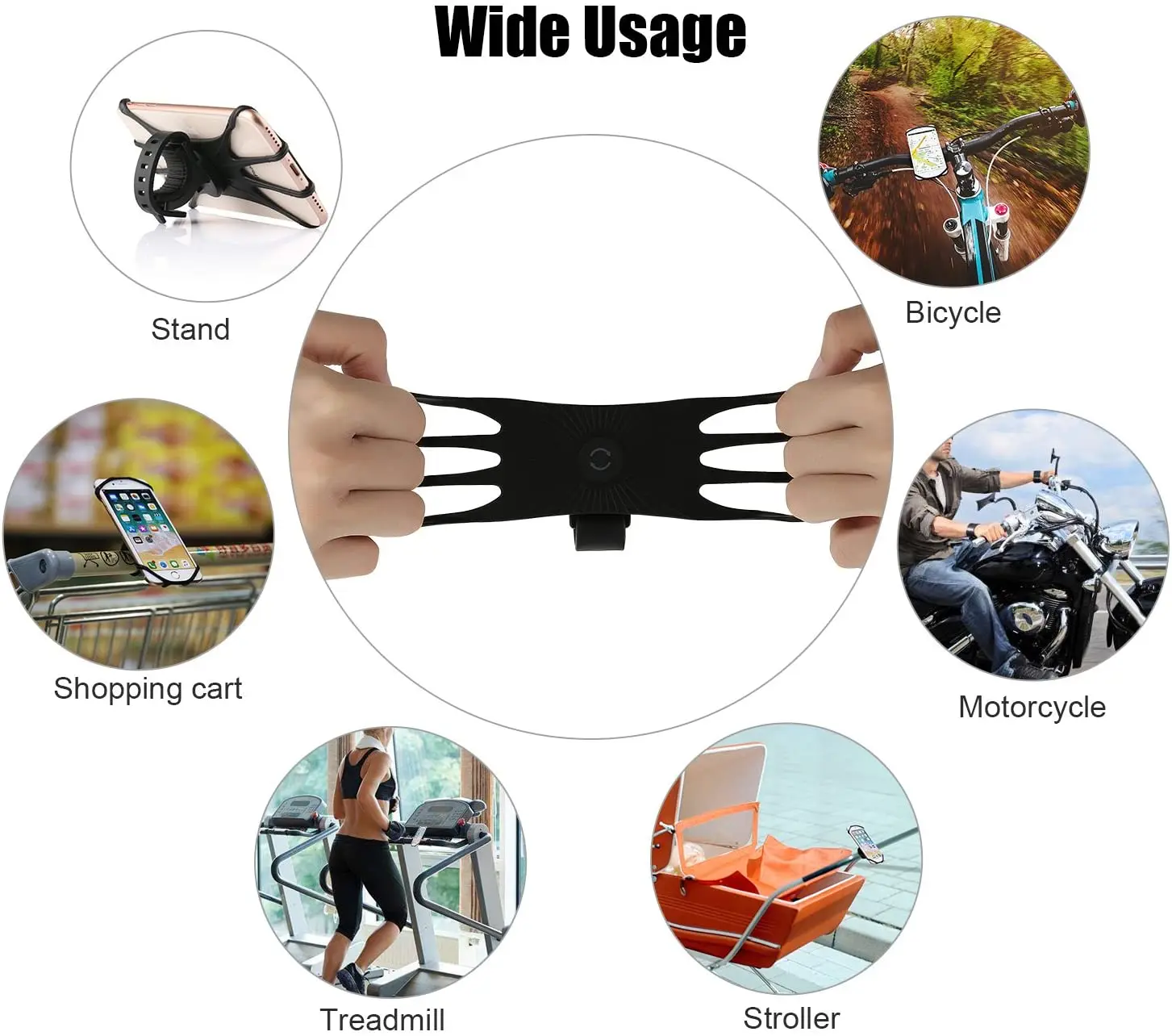 HUAZEXINX 5 Pcs Bicycle Light Silicone Straps Cycling Bicycle Rubber Bike Silicone Mount Band For Bicycle Light Sets, Black (70 X 23 Mm