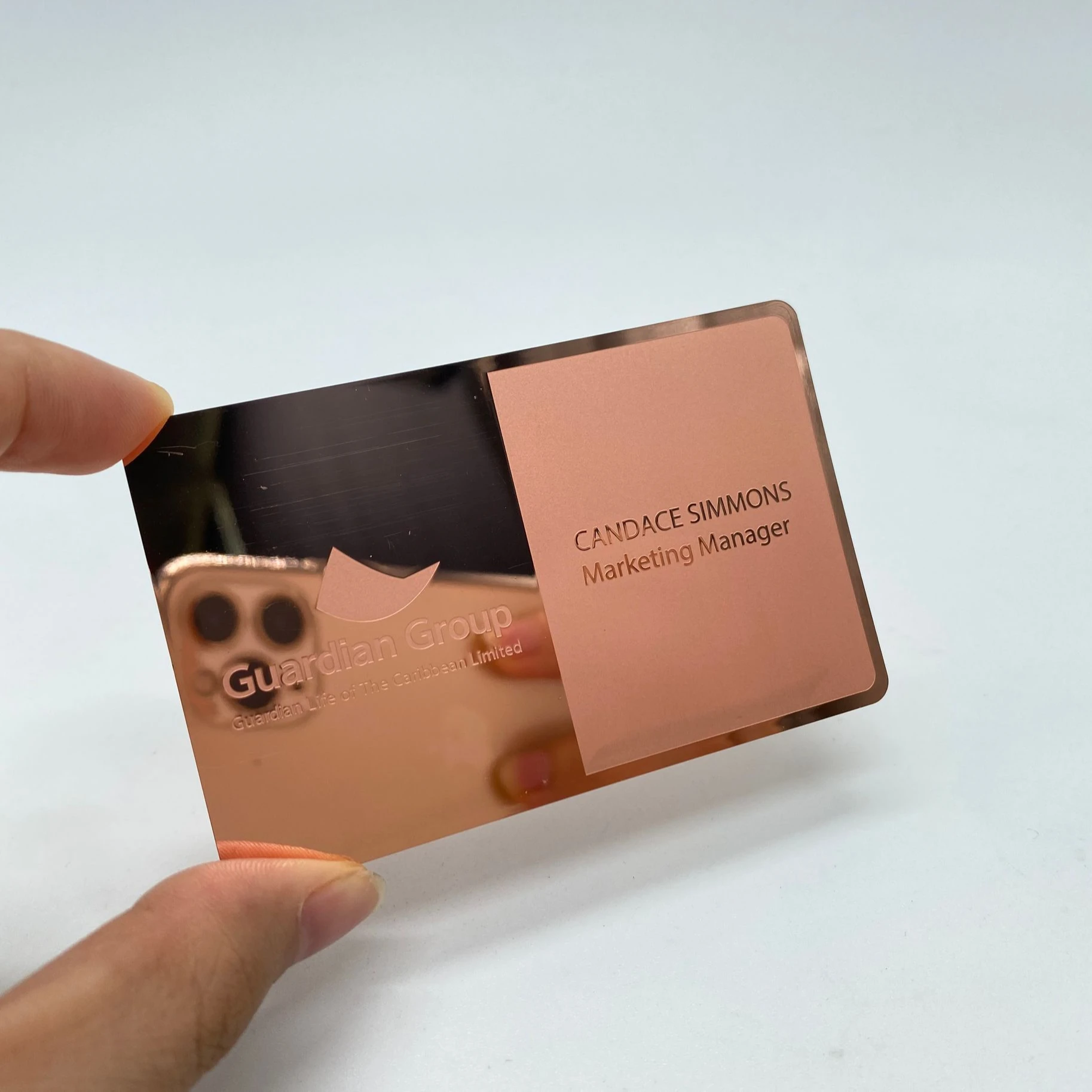 

DU rose gold plated metallic business card stainless steel vip metal card, Cmyk or pantone