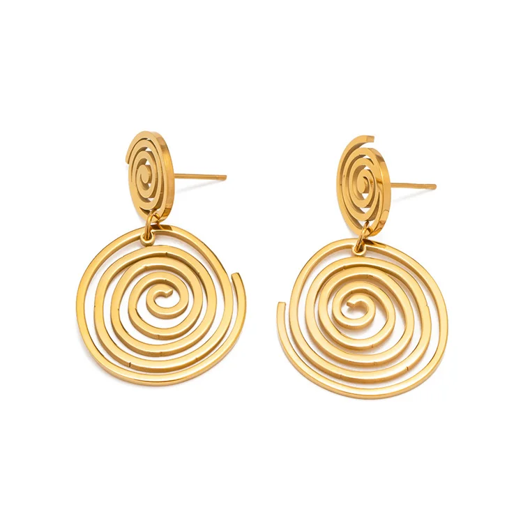 

high end jewelry 18k gold plated earrings round pendant stud earrings