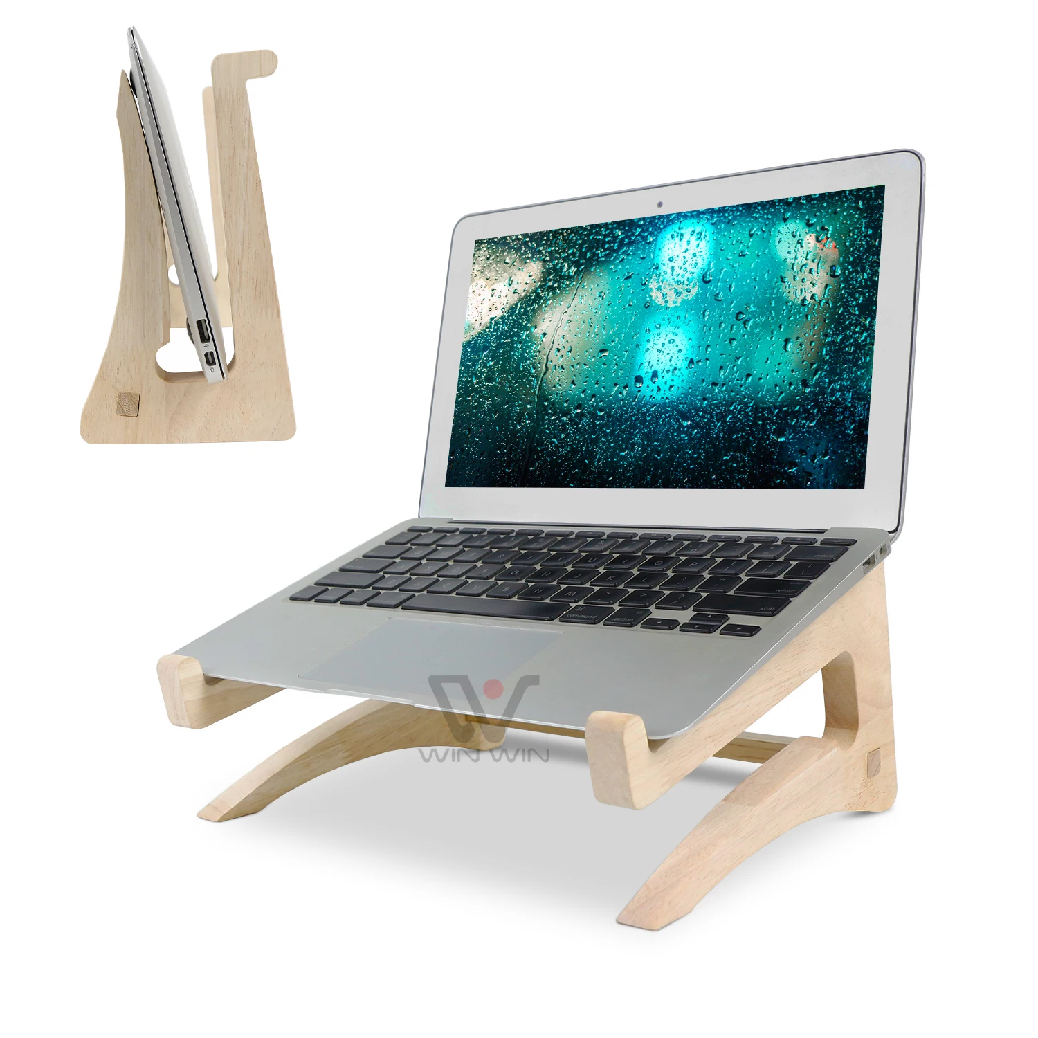 

2023 New Product Brackets Custom Logo Computer Stand Multifunction Wood Laptop Stand For MacBook