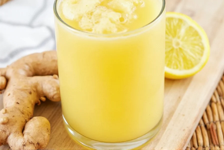 Step-by-step process of juicing ginger using a masticating juicer with fresh ginger roots and collected juice