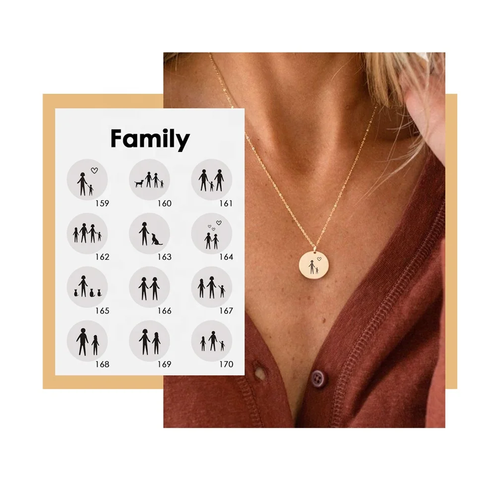 

Customizable Logo Stainless Steel Pendant Necklaces Birth Year Family Mother Daughter Love Necklace for Mother's Day Gifts