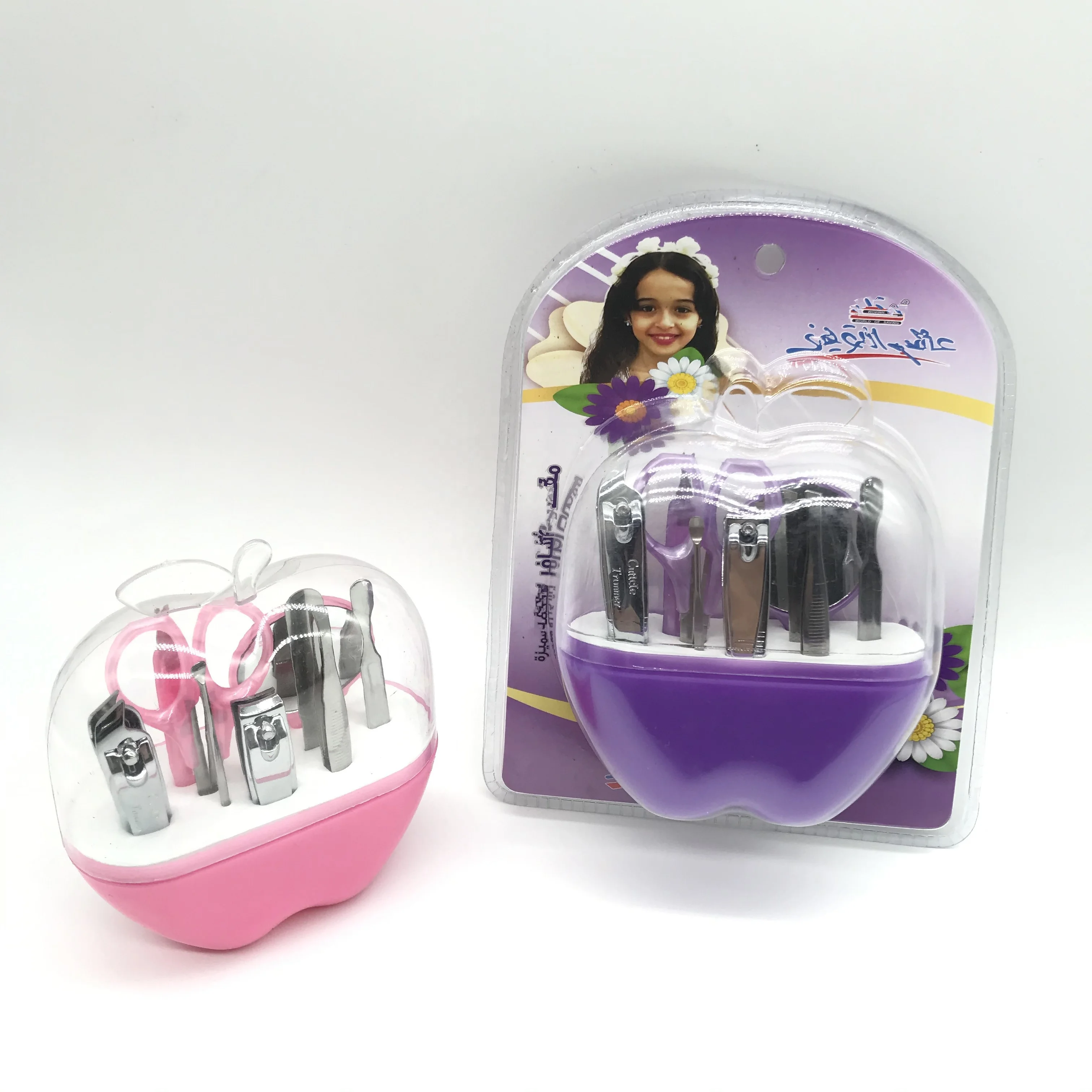 

nail clipper kit Wholesale 9 PCS Manicure Gift Set Travel Suit Cosmetic Tools Apple Shape Plastic Box,nail clipper kit