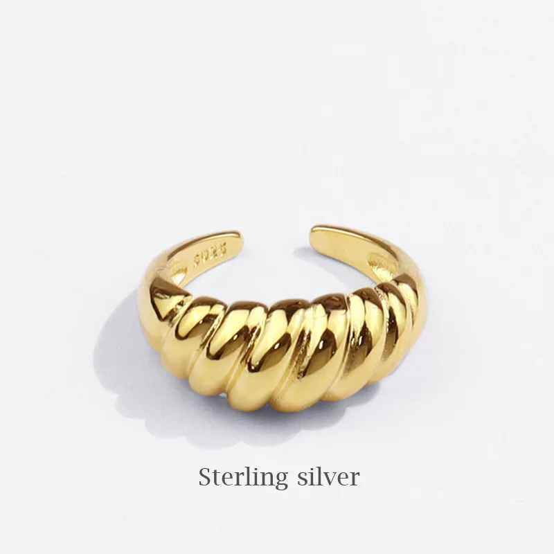 

Fashion Jewelry European and American Thread Luxury Designer Twill French Croissant Ring Simple Open Index Finger Rings