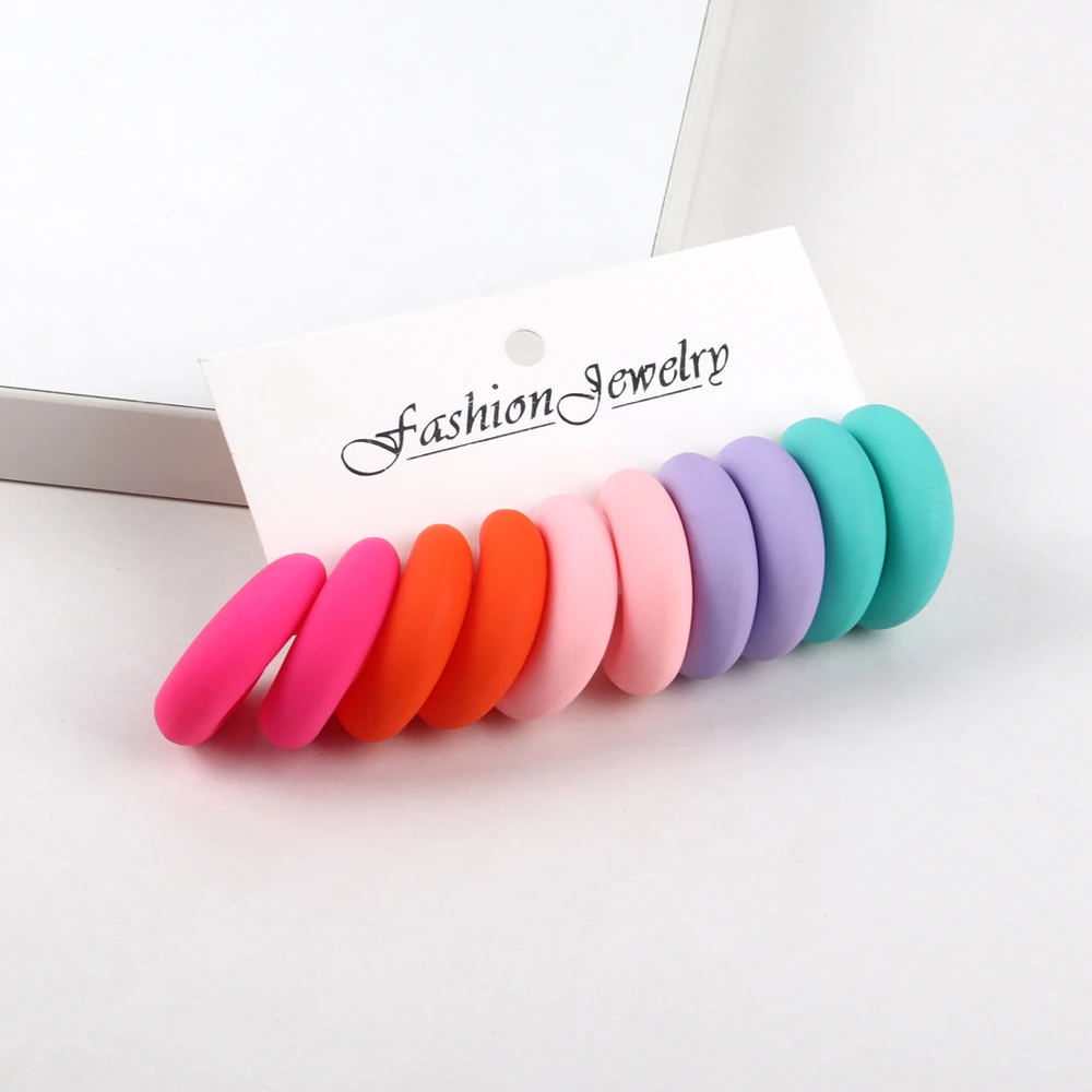 

Wholesale Macaron color Geometric circle 3 pairs/sets of resin accessories Elegant vintage cc earrings set for women