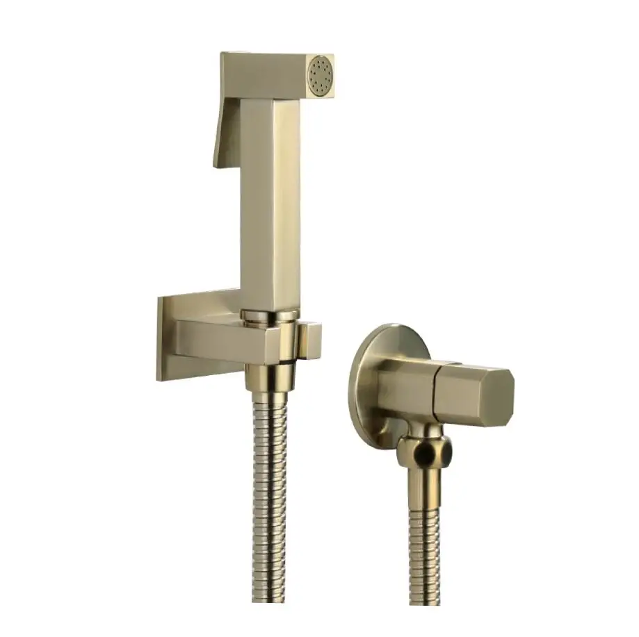 

Gold brush brass bathroom toilet shower set and brushed gold bidet sprayer shattaf set