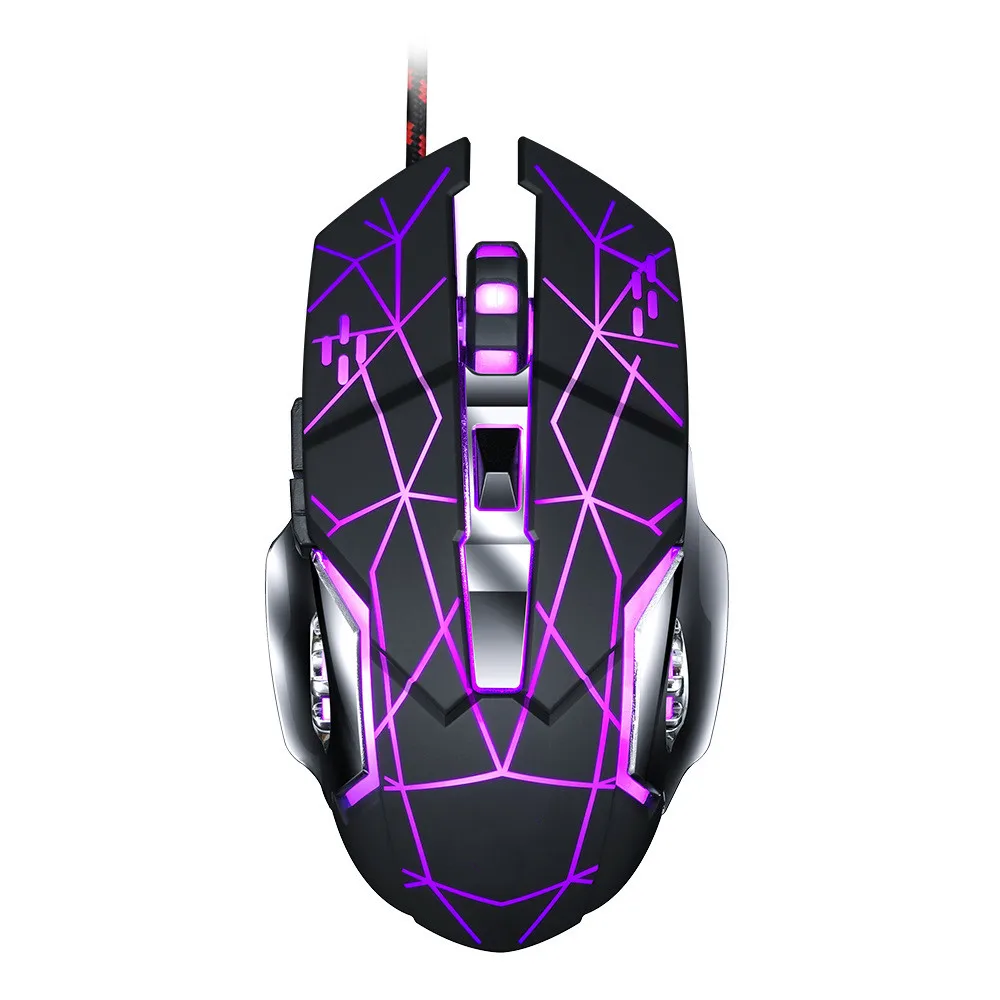 

6d button Programma Mous 6400DPI Mice Custom LED wired gaming Mice programming gaming mouse 7 color RBG gamer mous for compuer