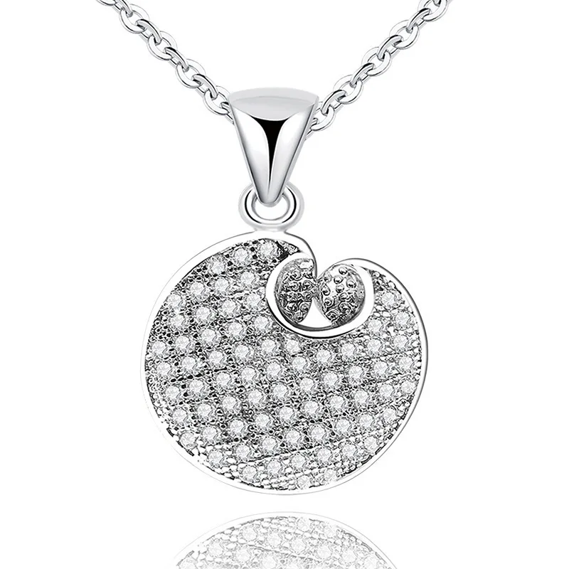 

Luxury Personalized Silver Color Sterling Silver 925 Jewellery Clavicle Chain Diamond Inlay Full Moon Necklace