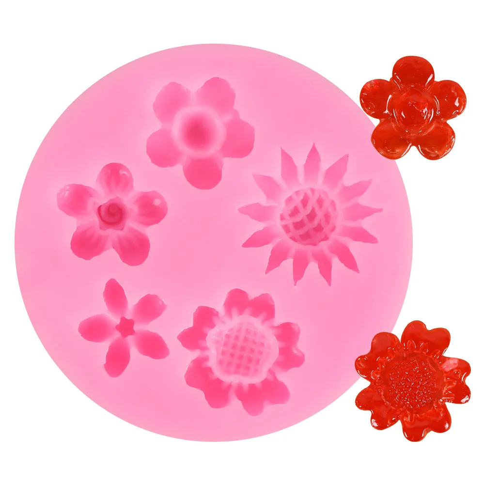 

Small Flower Daisy Sun Sunflower Cement Silicone Fondant Mold for Baking Pastry Cake Tools Mould Bakeware Accessories Supplies