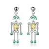 BAGREER SCE491 Fashion CZ Gemstone Colored Robot Shaped Simple Studs Earrings silver For Girls Custom jewelry