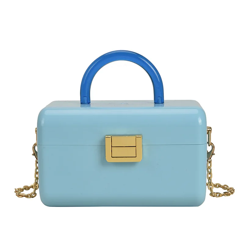 

Candy Color Acrylic Makeup Bag 2021 Summer Cute Girl INS Hand Chain Crossbody Box Bag, Pink