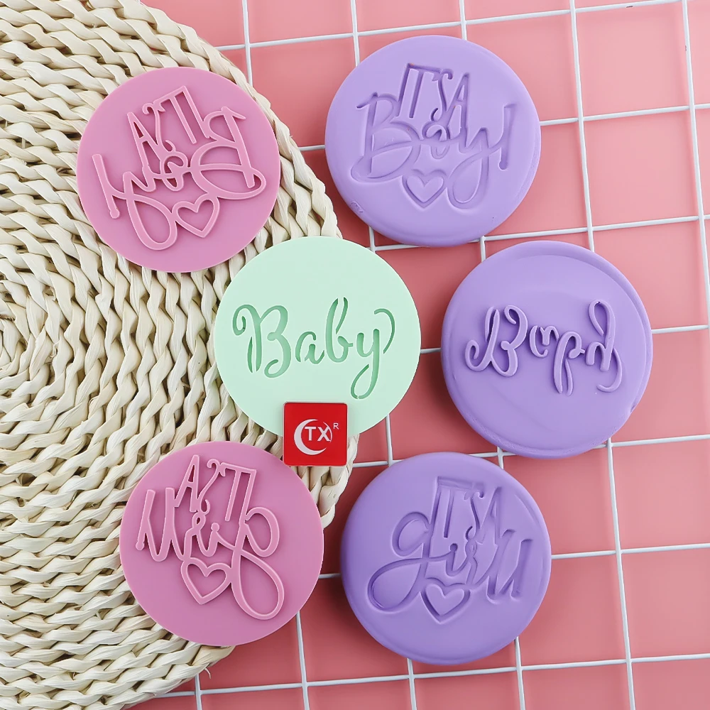 

NEW Oh baby series Letter Embossed Cutter Mold Cake/Cookie Cutter Stamp Fondant Cake Decorating Tools Cookie Stamp for baking, Colors