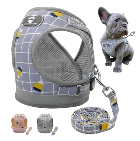 

2021 New Pet Chest Back Reflective Breathable Pet Chest Back Traction Vest Pet Chest Back Safety Harness, Grey, blue, pink