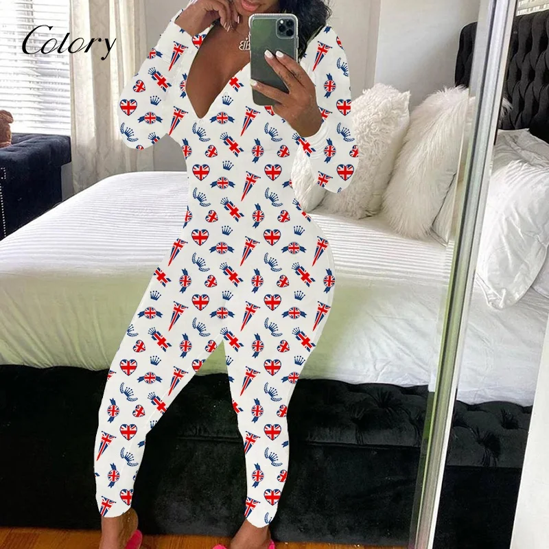 

Colory New Design High Quality Sexy Pajamas Sleepwear Women Adult Women Plus Size Onesie Pajamas Long Sleeve Bodysuits Long Pant, Customized color