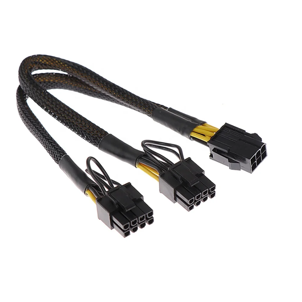 

20cm 18 AWG PCIE 6Pin to Dual 6 2 Pin PCI Express GPU Splitter Extension cabo adaptador