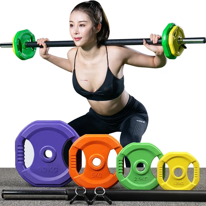 

20KG pump barbell set weight lifting barbell pieces Rubber China factory to keep strong body