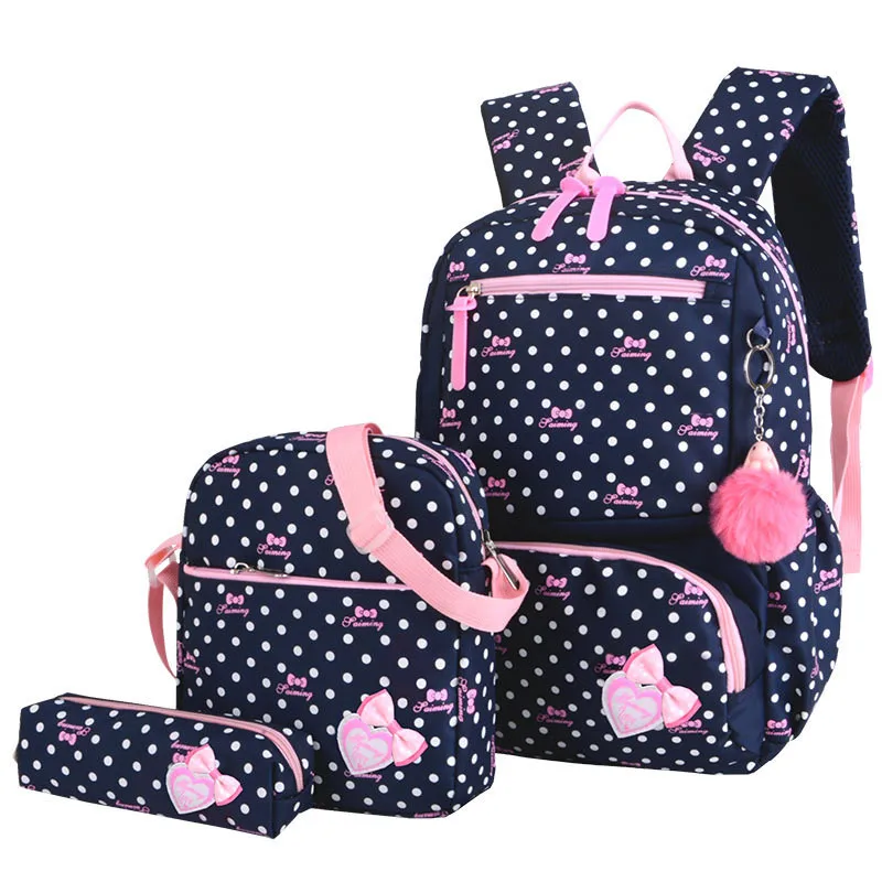 

3pcs Printing School Bags For Girls Teenager Schoolbag Fashion School Backpacks For Children Kids Travel Bag Black Bagpack 2020, Four colors