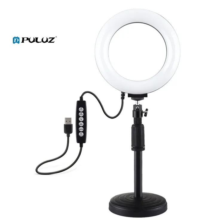 

Factory directly ship PULUZ 6.2 inch USB RGBW LED Ring Video Lights Round Base Desktop Mount with Cold Shoe Tripod Ball Head