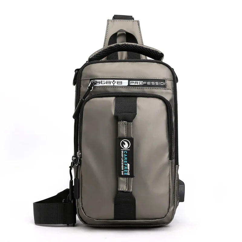 

2022 new outdoor multi-functional men's chest bag trendy shoulder messenger bag USB rechargeable backpack men's bag, 5 colors