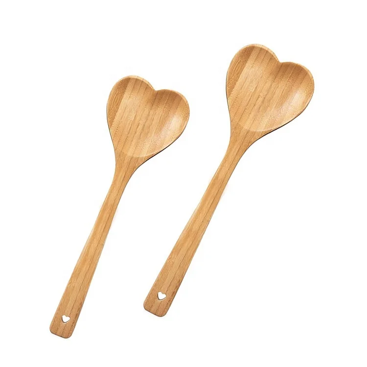 

Custom Unique Love Heart Shaped Natural Wooden Bamboo Soup Spoon Mini Spatula, Natural color