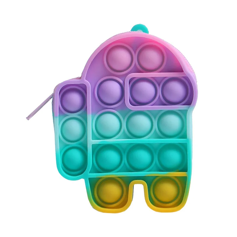 

M16 Kids New Mini Push Bubble Sensory Silicone Wallet Case Fidgets Storage Bags Toy Purse Silicone Sensory Fidget Coin Purse, 3 styles