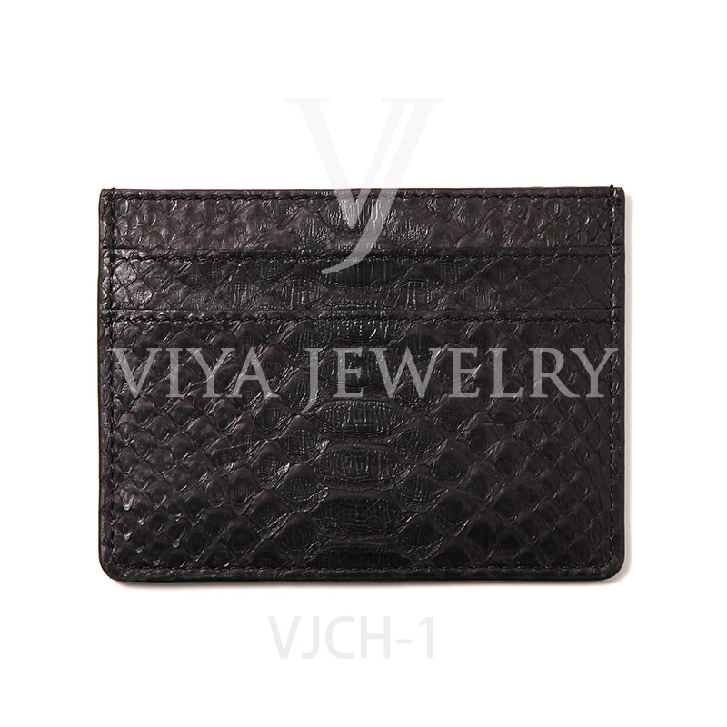 

Free Shipping Luxury Black Horizontal Genuine Python Leather ID Badge Holder Business ID Card Holder, 17 colors available