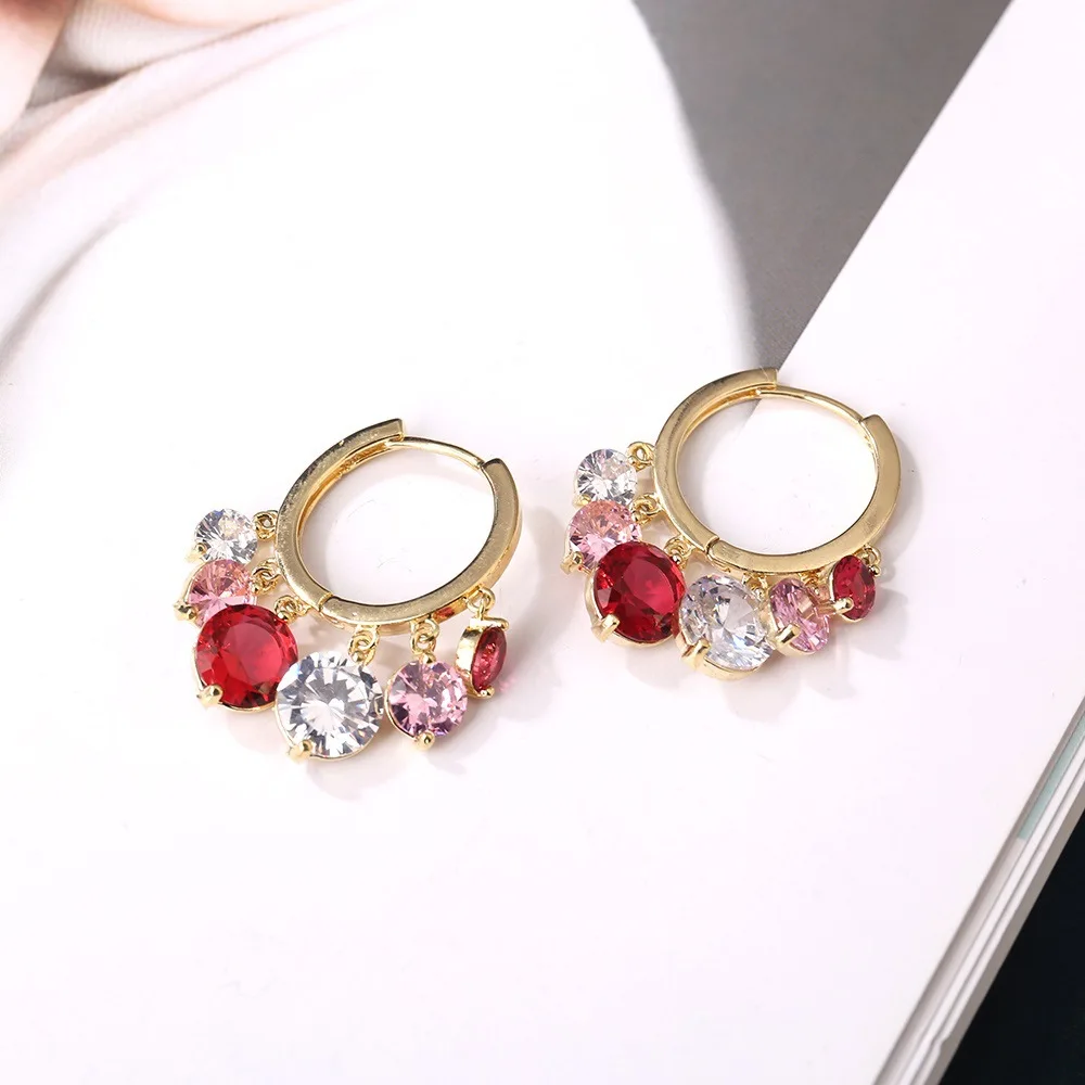 

2021 Wholesale 925 Sterling Silver Color Crystal Gemstone Hoop Earrings
