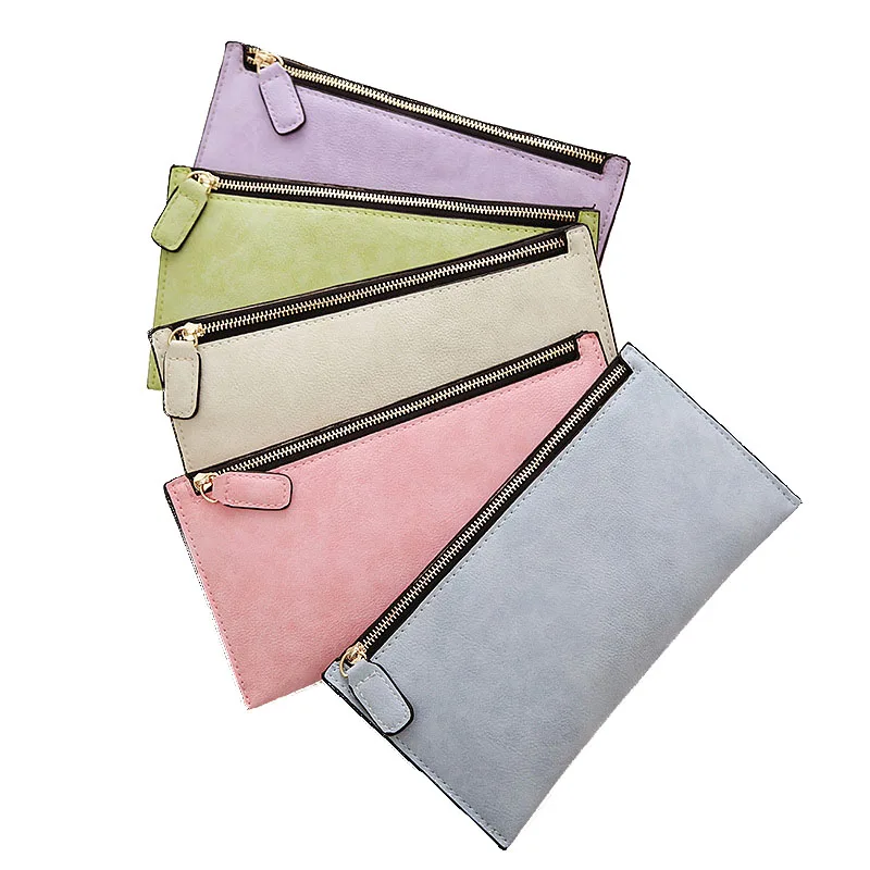 

Simple Fashionable PU Leather Long Style With Pocket Money Lady Hand Pocket Wallet Credit Card Bag Purse