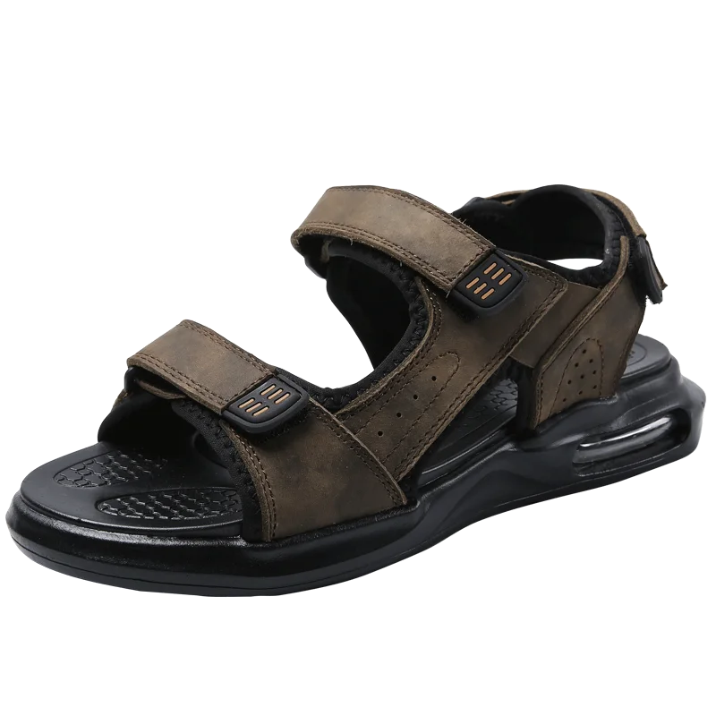 

2020 Amazon New Summer Mens Outdoor Flat Beach Non-slip Comfortable Lightweight Casual Breathable Mens Leather Sandals