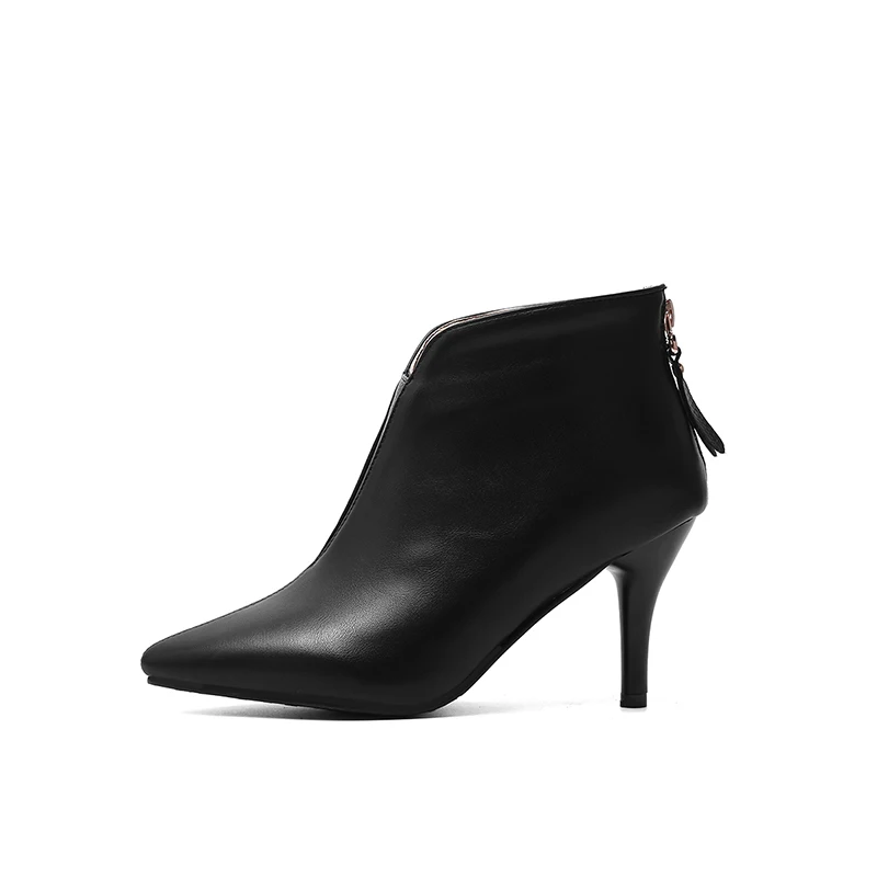 

Winter Fashion Ankle Warm High Heel Lady Party Short Boot, Black/ecru/wine red