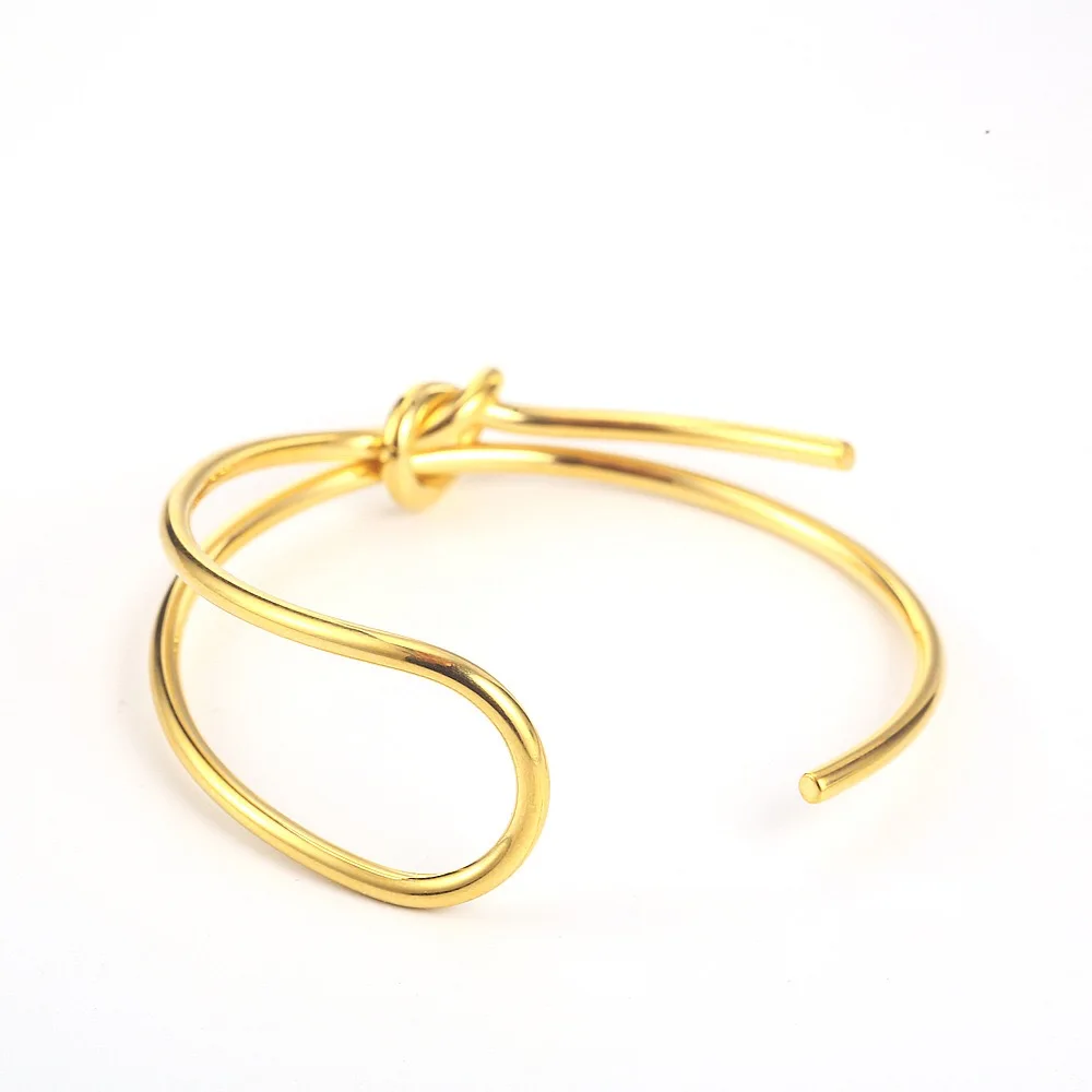 

New Fashion Double Simple Stainless Steel Ring Open Knot Rings for Women