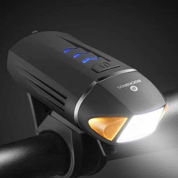 

Wireless Remote Bicycle Light Headlight With Loud Horn USB Rechargeable Bike Headlight Bell, Black