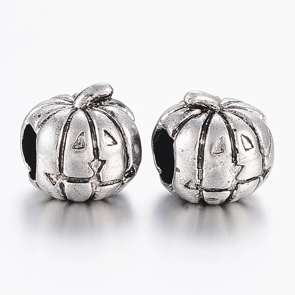 

Pandahall Pumpkin Jack-O'-Lantern Halloween 304 Stainless Steel European Beads