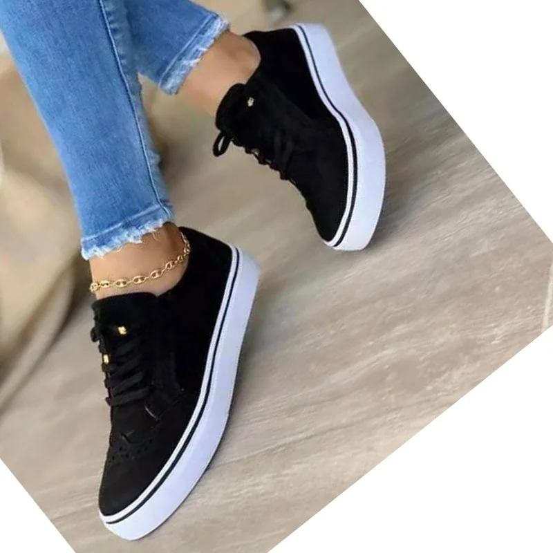 

New Bullock Large Size Comfortable Round Toe Lace-up Canvas High Waterproof Platform Sneaker Shoes for Women, Brown, black, white, green, blue