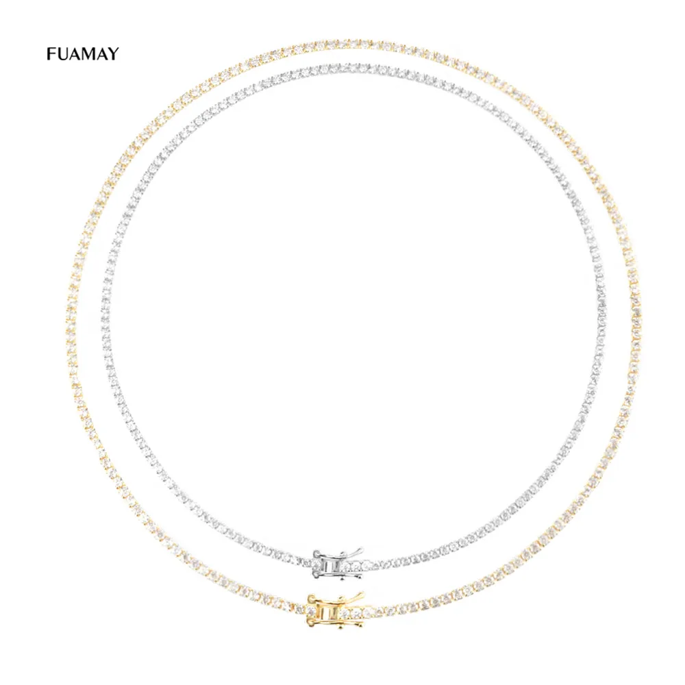 

FUAMAY Brand Dainty Necklace Fashion Wholesale 2MM Cubic Zirconia Tennis Choker Necklaces For Woman And Girls