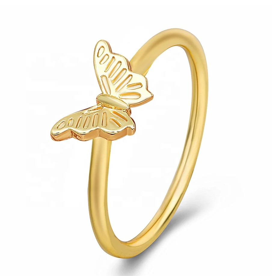 

2021 New fashion simple butterfly animal rings jewelry women dainty metal wedding engagement couple rings wholesale cheap