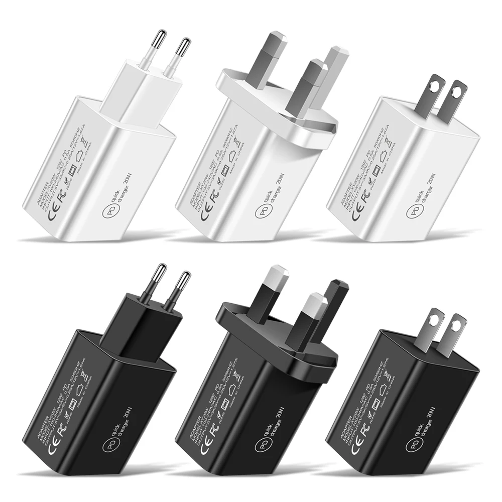 

US EU UK plus 20W PD type c Fast Charger PD 3.0 USB-C Wall Charger For iPhone