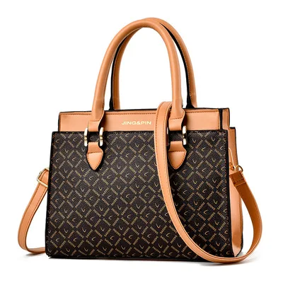 

2021 wholesale high quality European and American style printed simple ladies shopping bag one-shoulder diagonal bag handbags, Brown