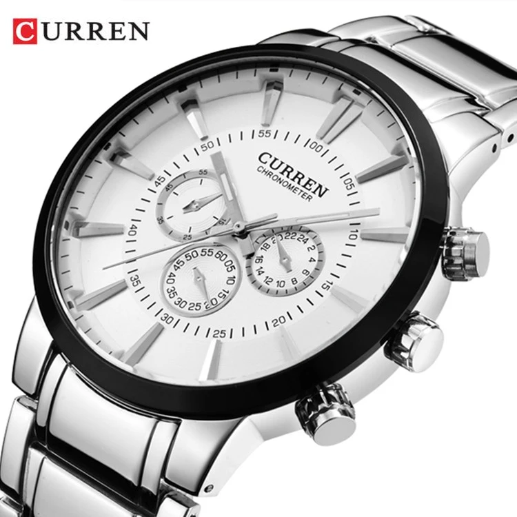 

CURREN 8001 A Mens Watches Waterproof Top Brand Luxury Fashion Big Dial Male Clock Stainless Steel Sport Military Men Wristwatch