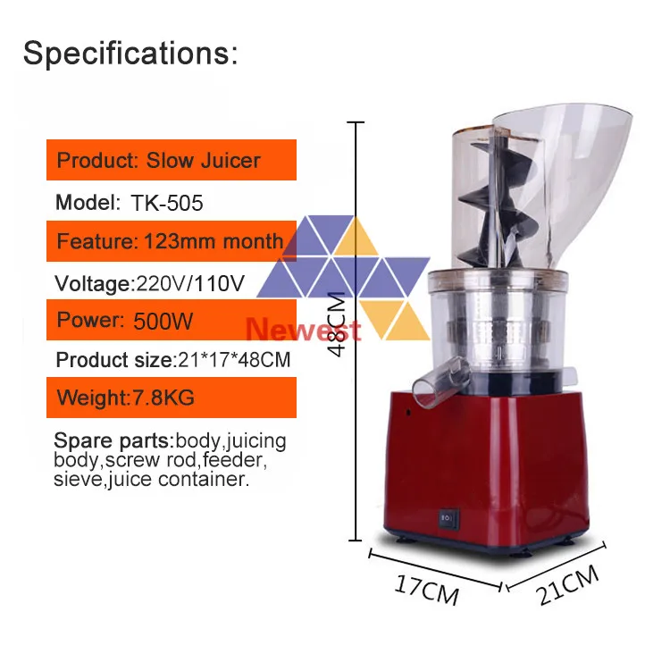 120mm Big Feeding Size Commercial Fruit & Vegetable Juicer Machine