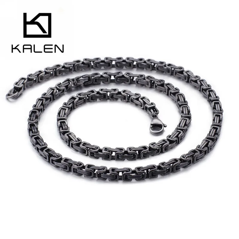 

KALEN 660*5mm Men Oxidation Black Stainless Steel Chain Men Necklace