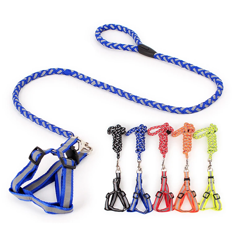 

High Quality Reflective Dog Harness and Leash, Blue/red/green/black/orange
