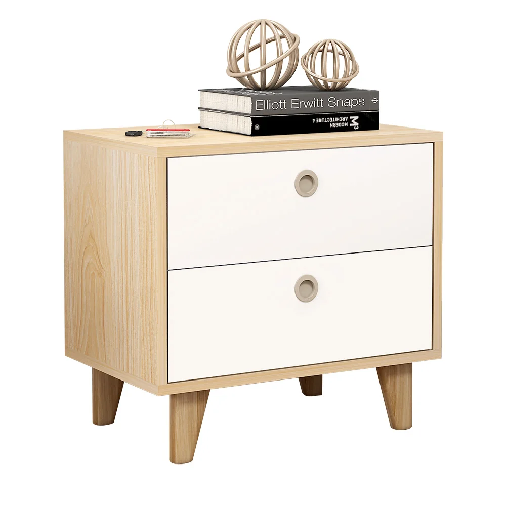 Oak Solid Wood Leg Bedside Chest Of Drawers Storage