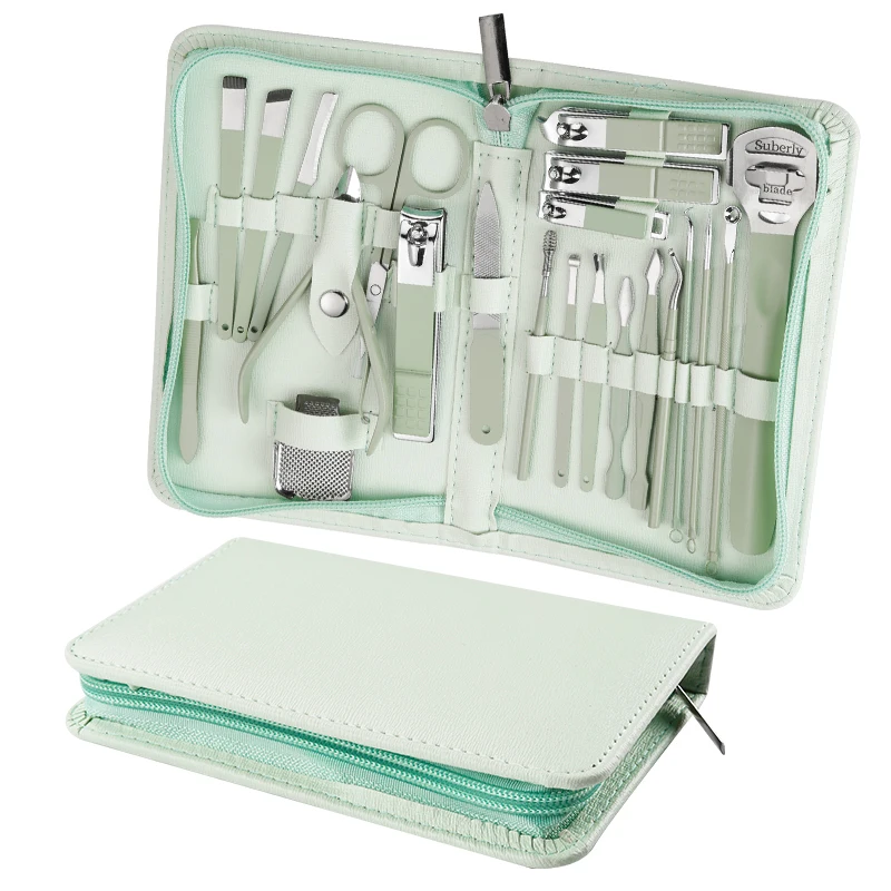 Professional Luxurious Stainless Steel 22-in-1 Nail Clippers Kit Pedicure Care Tools 21-Piece Set for Infant & Adult
