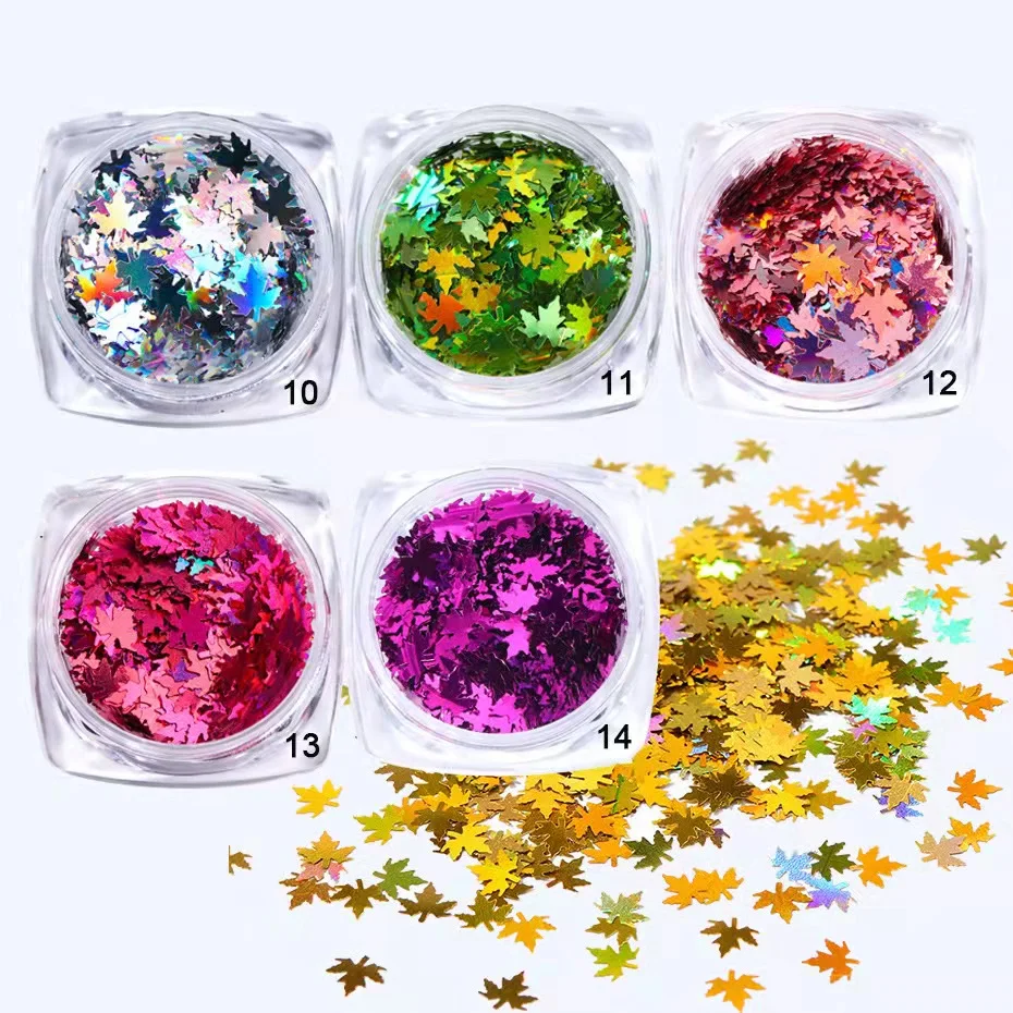 

new arrival 3D Colorful Maple Leaf Nail Art Sequin Nail Art Slice Paillette Maple leaf Stickers Decorations