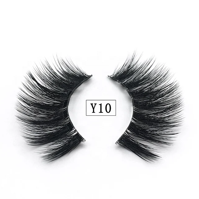 

Own brand 3d faux mink eyelashes 3d clear band false eyelashes, Nature black