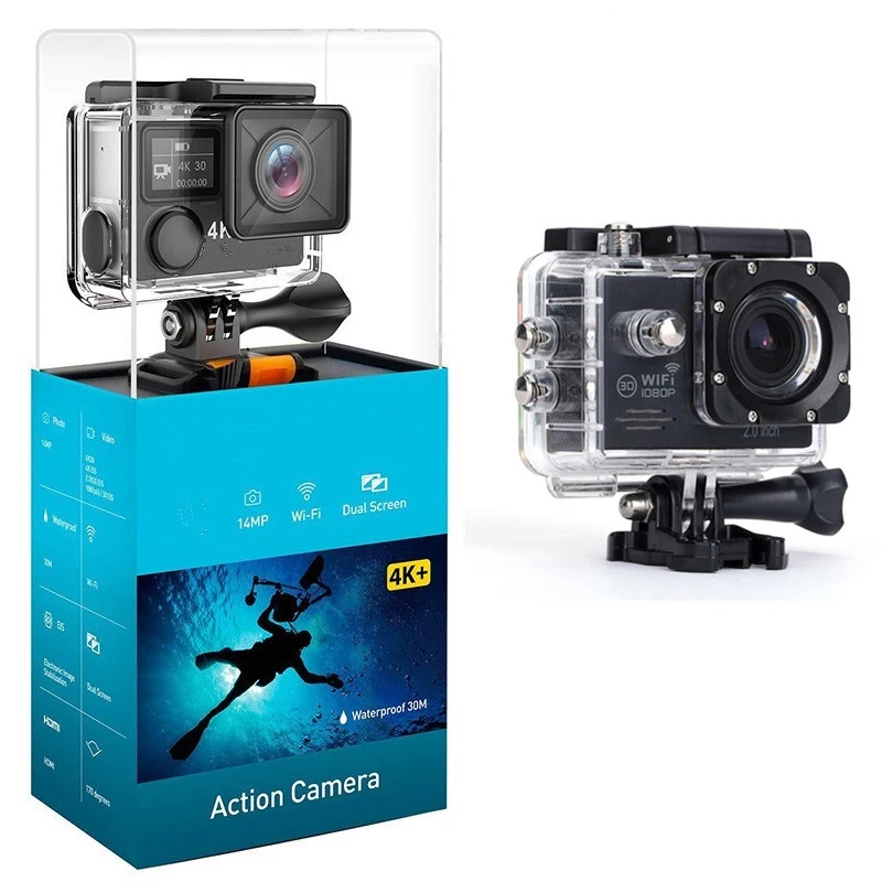 

wholesale price 4K/1080P wifi action camera underwater with go pro Acrylic box wifi mini sj7000 camera